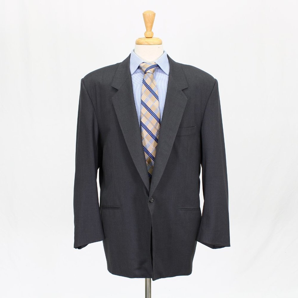 Bespoke 46R Gray Solid 1-Button Sport Coat Blazer Jacket V581